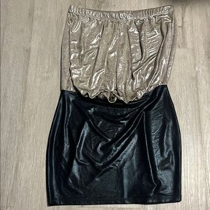 Frederick's of Hollywood Metallic Gold and Black Mini Skirt- Dress